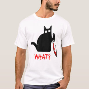 Funny Black Cat THE Murderous Cat Holding Knife4 T-shirt