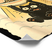 Funny Black Cat Ufo Ramen Alien Abduction Graphic  Poster (Hoek)