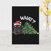 Funny Black Cat What_ Christmas Tree Funny Cat Lov Kaart (Gele Bloem)