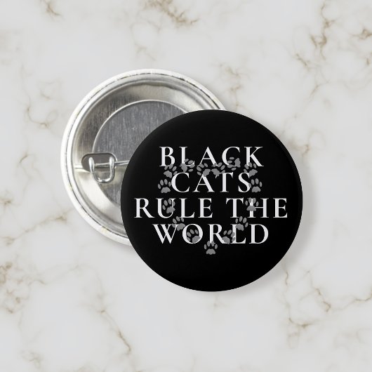 Funny Black Cats Rule De World Cat Lover Button