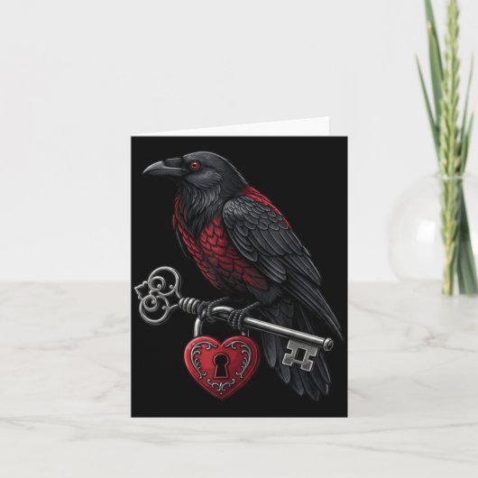 Funny Black Crow Black Bird Funny Crow Valentines Kaart (Voorkant)