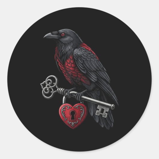 Funny Black Crow Black Bird Funny Crow Valentines  Ronde Sticker (Voorkant)