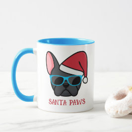 Funny Black Frenchie Santa Paws Kerstmis Mok