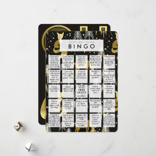 Funny Black & Gold 2020 Quarantine Bingo Kerstmis Feestdagenkaart
