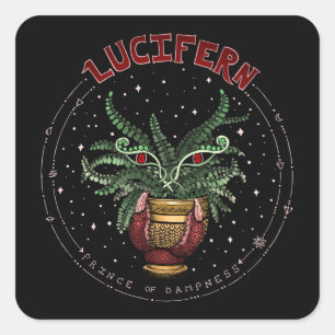 Funny Black Halloween Party Plant Demon Lucifern Vierkante Sticker