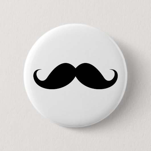 Funny black handlebar mustache trendy hipster ronde button 5,7 cm (Voorkant)