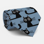 Funny Black Kitty Cats Pattern | Koude kattenlade Stropdas (Opgerold)