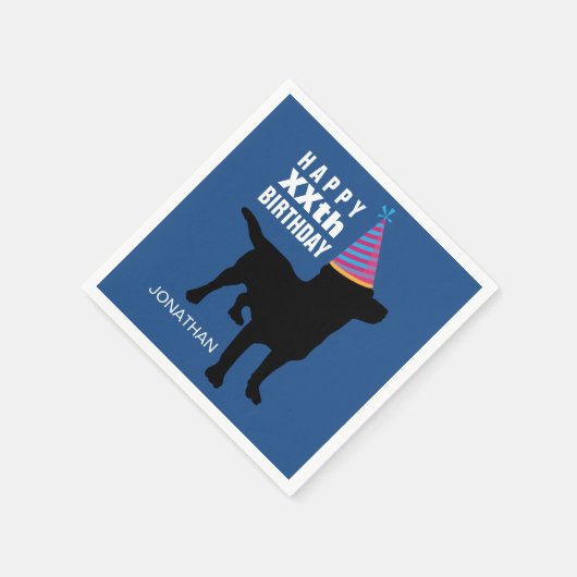 Funny Black Lab Dog Birthday Pet Uw leeftijdsnaam Servetten (Hoek)