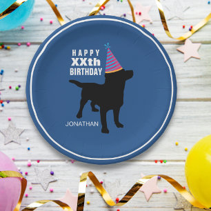 Funny Black Lab Dog Custom Birthday Papieren Bordje