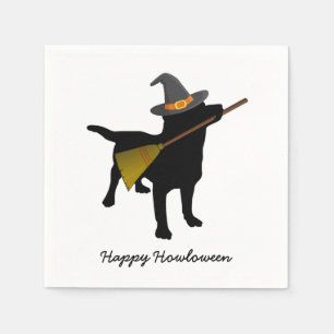 Funny Black Lab Dog Halloween Witch Pet Aangepast Servet