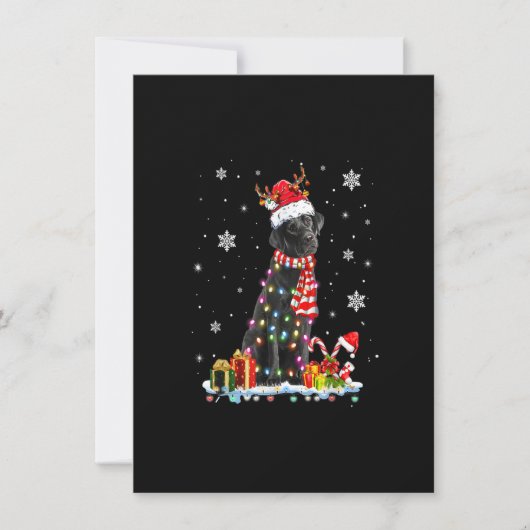 Funny Black Lab Dog T-shirt Reindeer Christm Kaart (Voorkant)