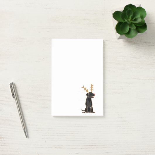 Funny Black Lab met Reindeer Antlers Kerstmis Post-it® Notes (Kantoor)