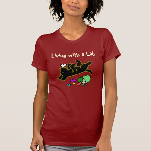 Funny Black Labrador Cartoon Illustratie T-shirt (Voorkant)