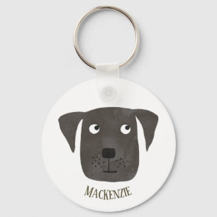 Funny Black Labrador Retriever Dog Aangepaste naam Sleutelhanger