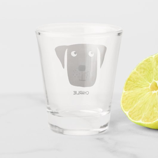 Funny Black Labrador Retriever Dog gepersonaliseer Shot Glas (Achterkant)