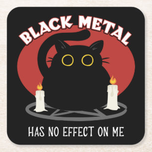 Funny Black Metal Satanic Cat Quote Vierkante Kartonnen Onderzetter