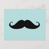 Funny Black Mustache en Blue Chevron Pattern Briefkaart (Voorkant)