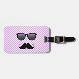 Funny Black Mustache en bril Bagagelabel