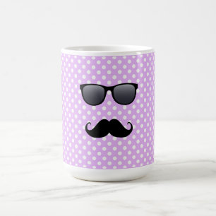 Funny Black Mustache en bril Koffiemok