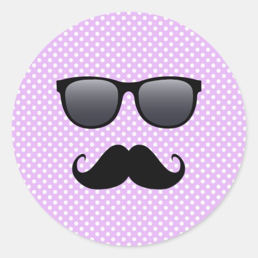 Funny Black Mustache en bril Ronde Sticker (Voorkant)
