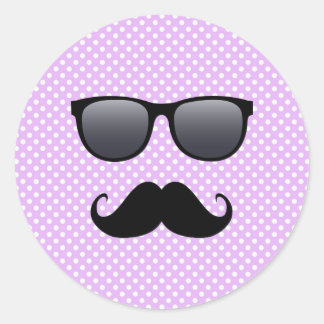 Funny Black Mustache en bril Ronde Sticker