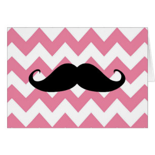 Funny Black Mustache en Roze Chevron Pattern