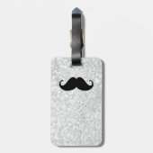Funny Black Mustache en White Sparkle Bling Bagagelabel (Achterkant verticaal)