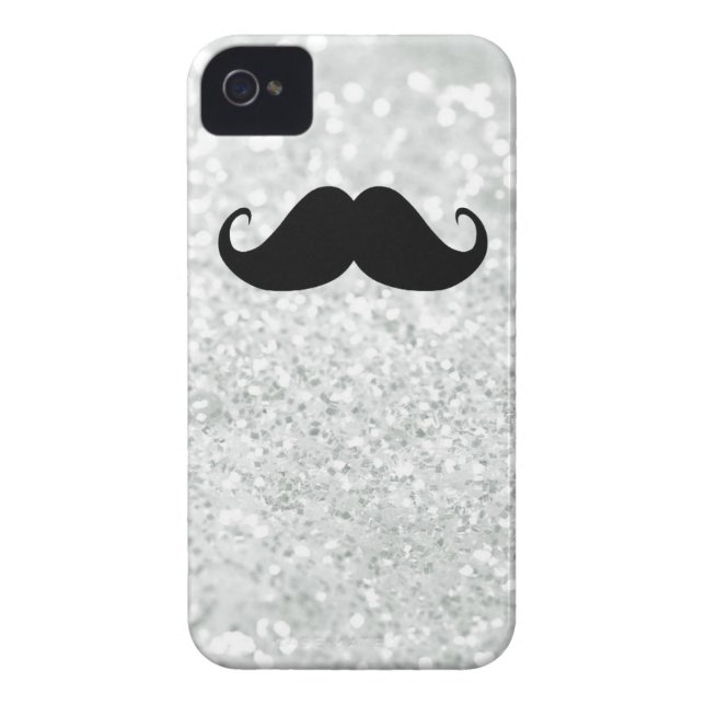 Funny Black Mustache en White Sparkle Bling Case-Mate iPhone Case (Achterkant)