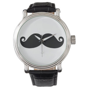 Funny Black Mustache Horloge