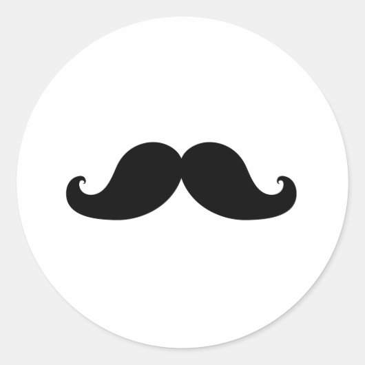 Funny Black Mustache Humor Ronde Sticker (Voorkant)