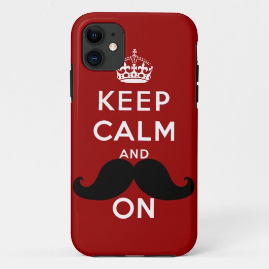 Funny Black Mustache Keep Calm Case-Mate iPhone Case (Achterkant)