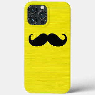 Funny Black Mustache op gele achtergrond iPhone 13 Pro Max Hoesje