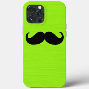 Funny Black Mustache op gele groene achtergrond iPhone 13 Pro Max Hoesje