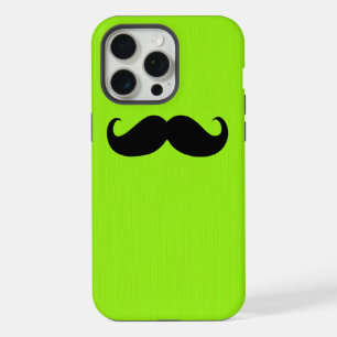 Funny Black Mustache op gele groene achtergrond iPhone 15 Pro Max Hoesje
