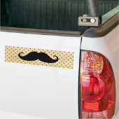 Funny Black Mustache op  gele pokadots Bumpersticker (Op Truck)