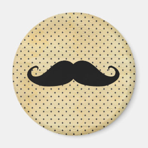 Funny Black Mustache op  gele pokadots Magneet