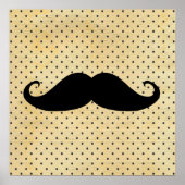 Funny Black Mustache op gele pokadots Poster (Voorkant)