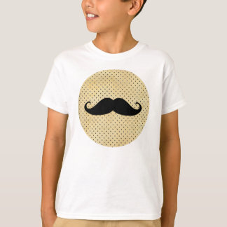 Funny Black Mustache op  gele pokadots T-shirt