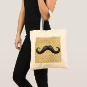 Funny Black Mustache op gele pokadots Tote Bag (Voorkant (product))