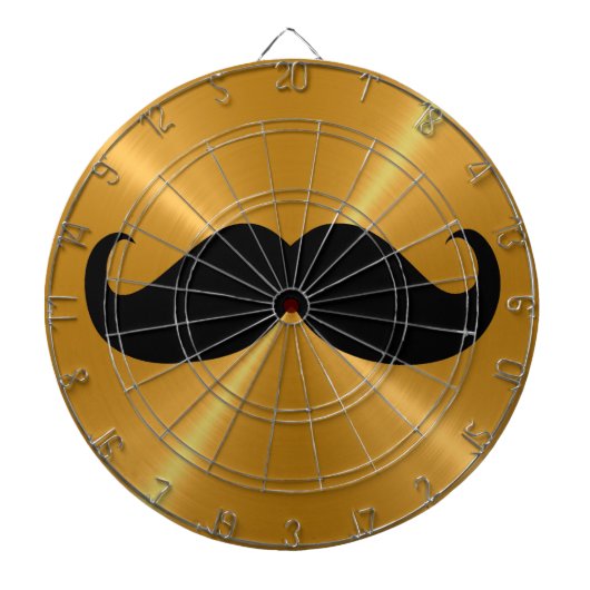 Funny Black Mustache op Metal Gold-achtergrond Dartbord (Voorkant)