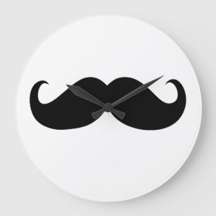 Funny Black Mustache op witte achtergrond Grote Klok