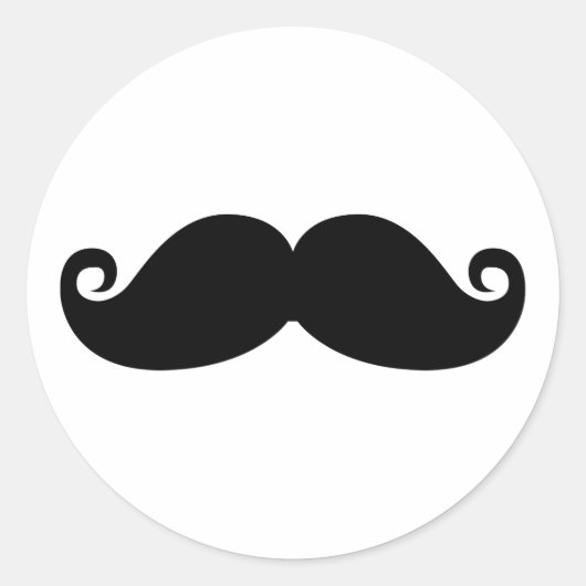 Funny Black Mustache Ronde Sticker (Voorkant)