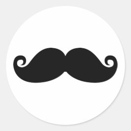 Funny  Black Mustache Ronde Sticker