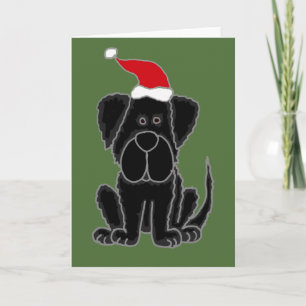 Funny Black Newfoundland Dog Kerstmis Feestdagen Kaart