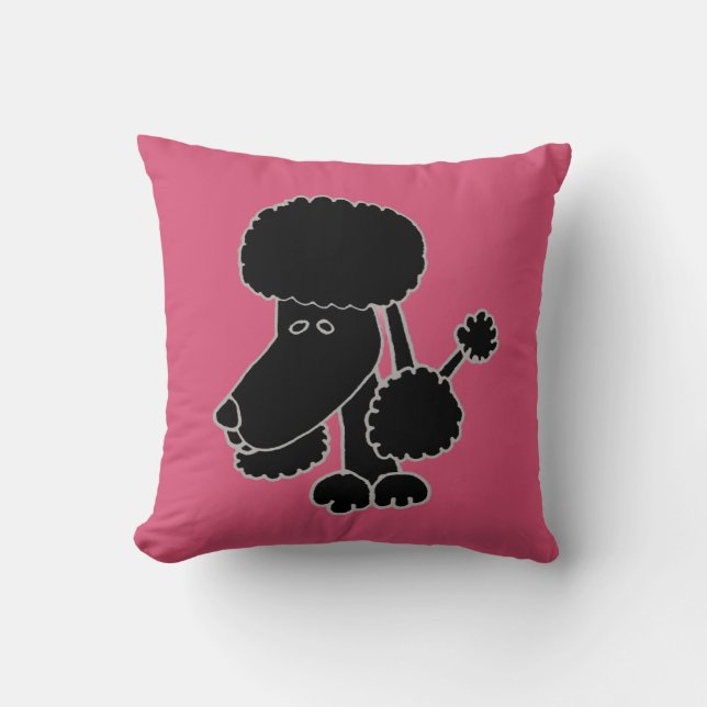 Funny Black Poodle Puppy Dog Kussen (Voorkant)