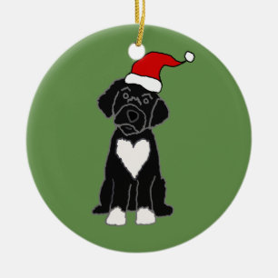Funny Black Portugal Water Dog Kerstmis Keramisch Ornament
