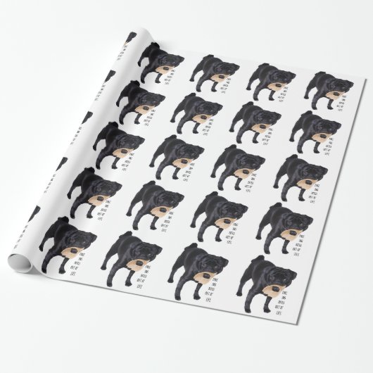 Funny Black Pug Haal grote bites uit het leven Cadeaupapier (Uitgerold)