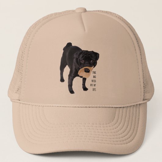 Funny Black Pug Haal grote bites uit het leven Trucker Pet (Voorkant)