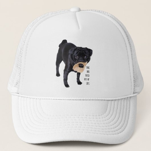 Funny Black Pug Haal grote bites uit het leven Trucker Pet (Voorkant)