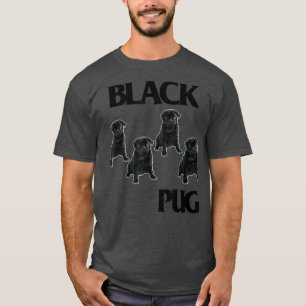 Funny Black Pugs Love Music Cute Puppies Flag Arts T-shirt